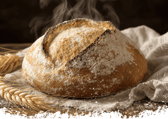 Rustic sourdough loaf with crisp crust