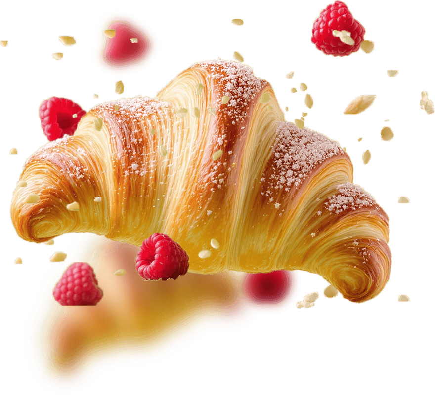 Raspberry almond croissant with fresh raspberries